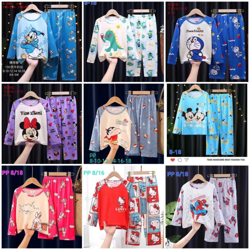 BAJU TIDUR ANAK SETELAN PIYAMA BAYI SET LENGAN PANJANG C18-A2