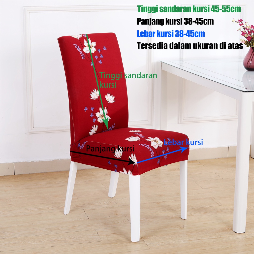 Mi.more 4pcs Sarung Kursi Flower Patterns Elastic Chair Cover Removable Washable Dining Chair Cover Elastis Anti Slip Non Slip Kursi Penutup Dilepas Dicuci Elastis Kursi Penutup Chair Cover