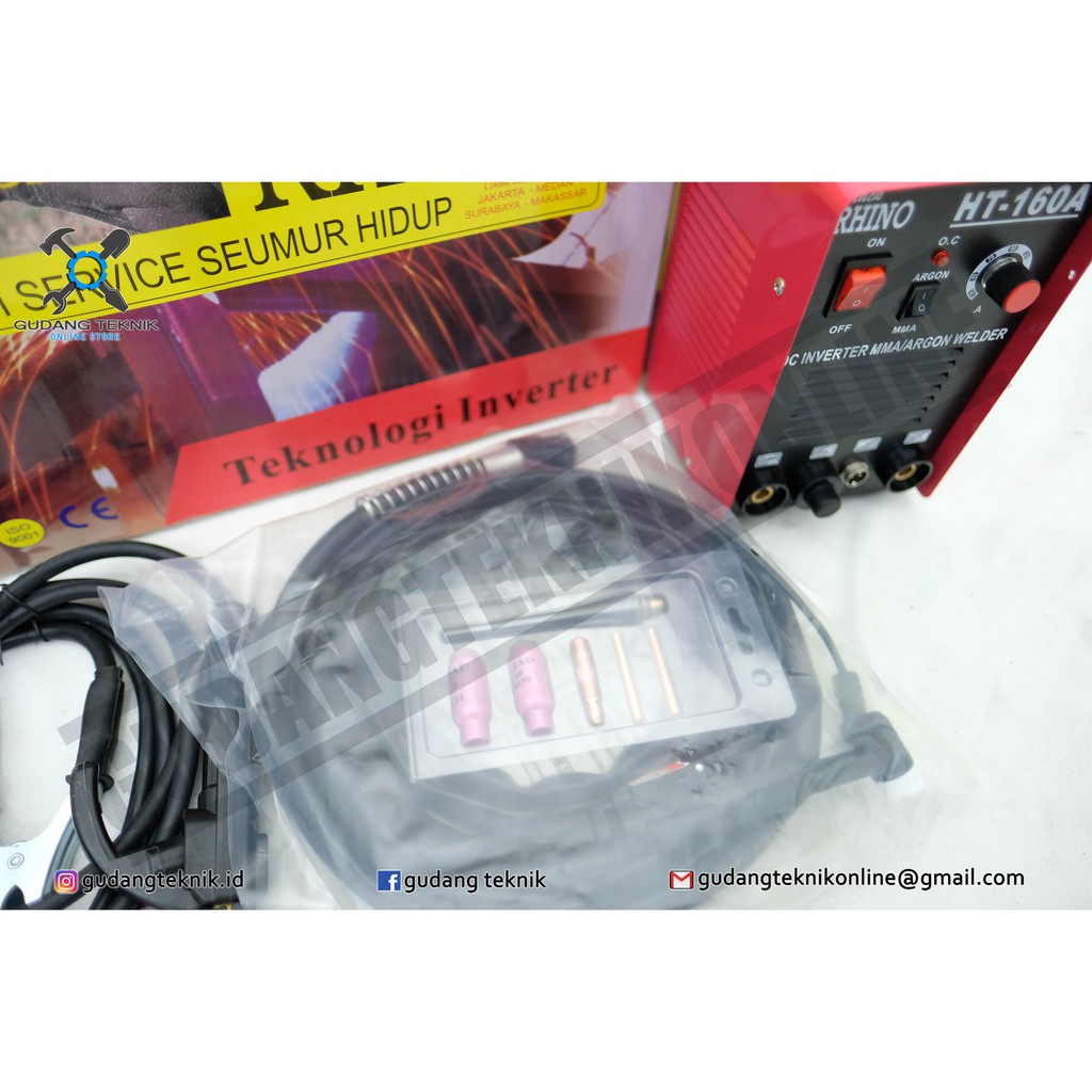 Mesin Las Argon Rhino HT 160A - MESIN LAS TIG RHINO 160 A / inverter Trafo Travo LAS Tig RHINO
