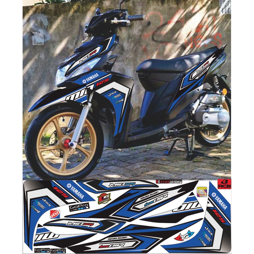 STRIPING MIO M3/MIO Z CONCEPT RACING WARNA HITAM LIS BIRU TUA