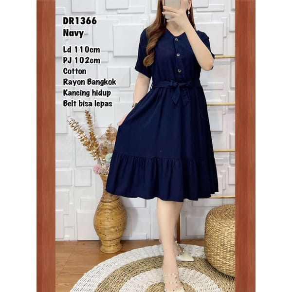 DRESS CANTK KANCING DEPAN BAHAN RAYON FRIENDHLY BUSUI