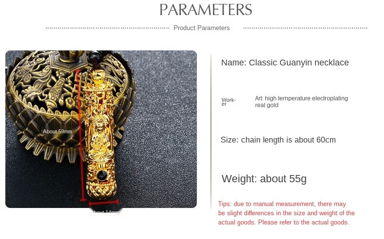 Kalung Rantai Emas Asli Kadar 375 Dengan Liontin Guanyin Bodhisattva Untuk Pria