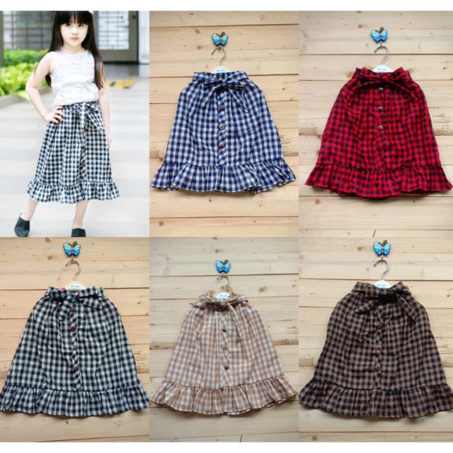 Rok ruffle skirt kids 3-8 tahun dan dewasa bisa couple ya moms