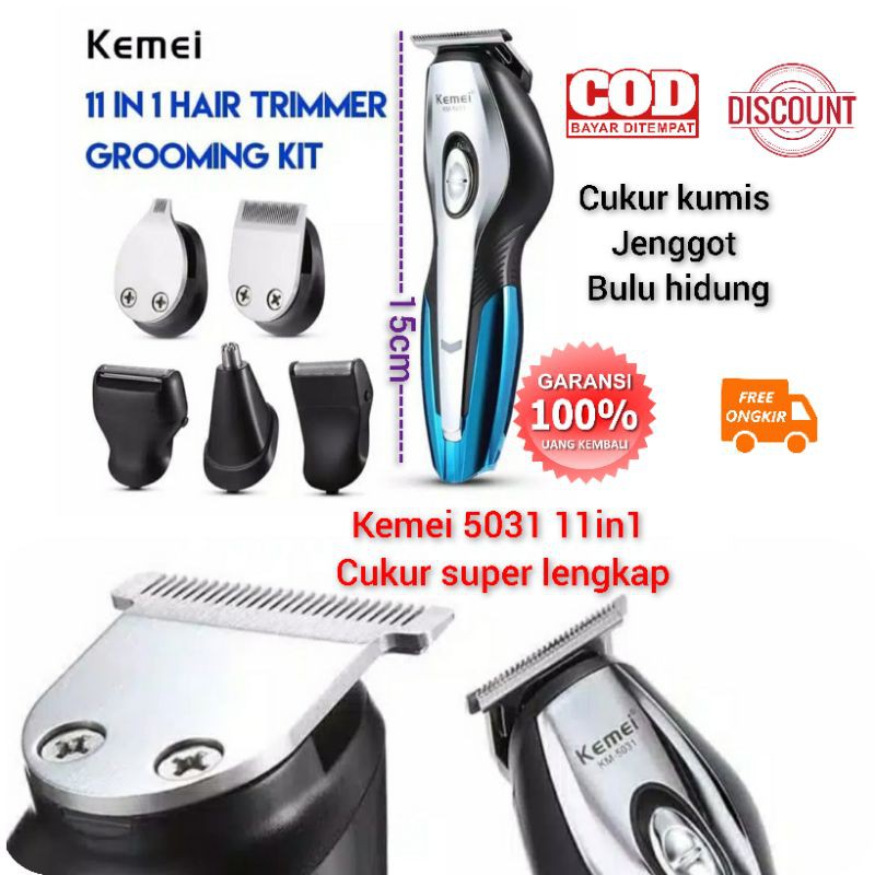 Alat Mesin Cukur Pangkas Rambut 11in1 Kemei Jenggot Kumis Pria Listrik Profesional Original Murah