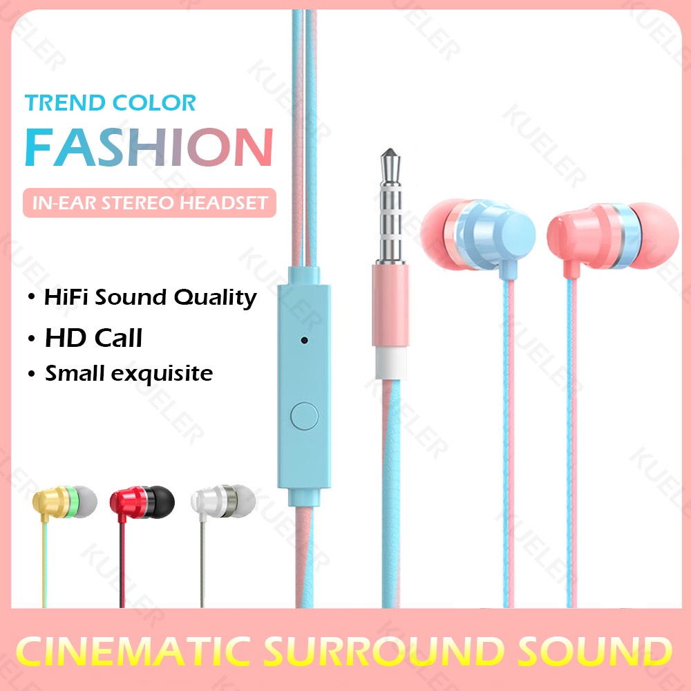 Headset Earphone Musik Hifi Bass Stereo 4D Noise Canceling Jack 3.5mm Dengan Microphone