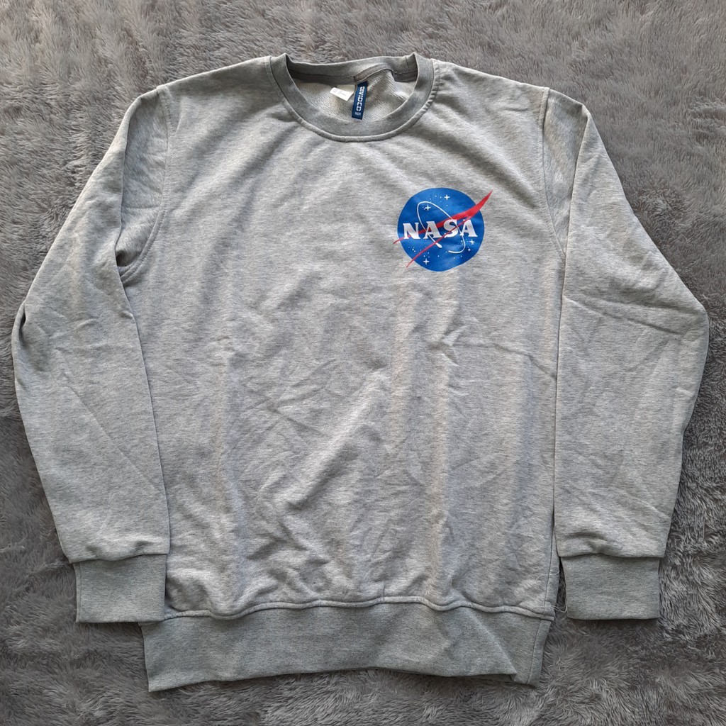 H&amp;M Crewneck NASA Grey Side Logo / Sweater Crewneck HnM Original