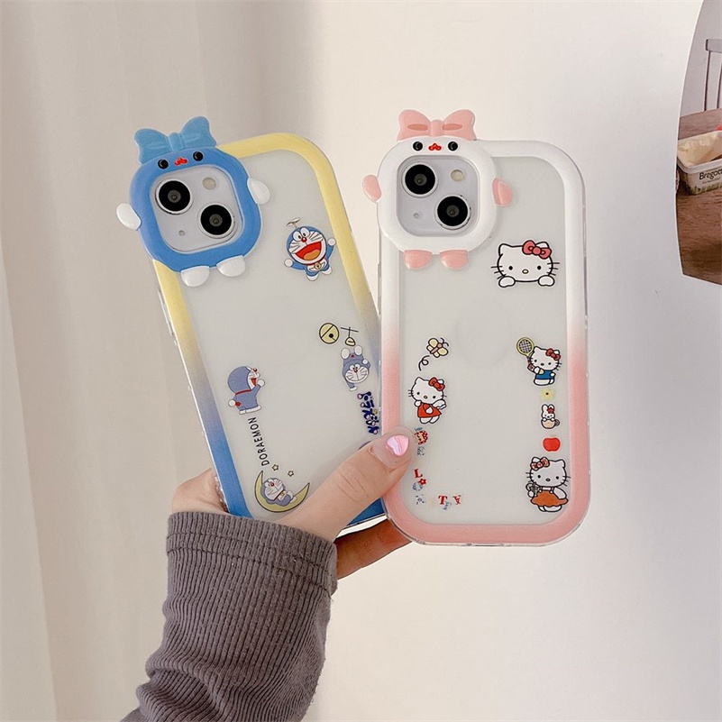 Soft Case Pelindung Lensa 3D Motif Kartun Kucing Untuk iPhone 14 13 12 11 Pro Max X Xr Xs Max 7 8 6 6s Plus SE 2020