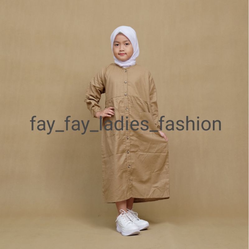 Midi Dress Anak Katun Linen Rami Premium