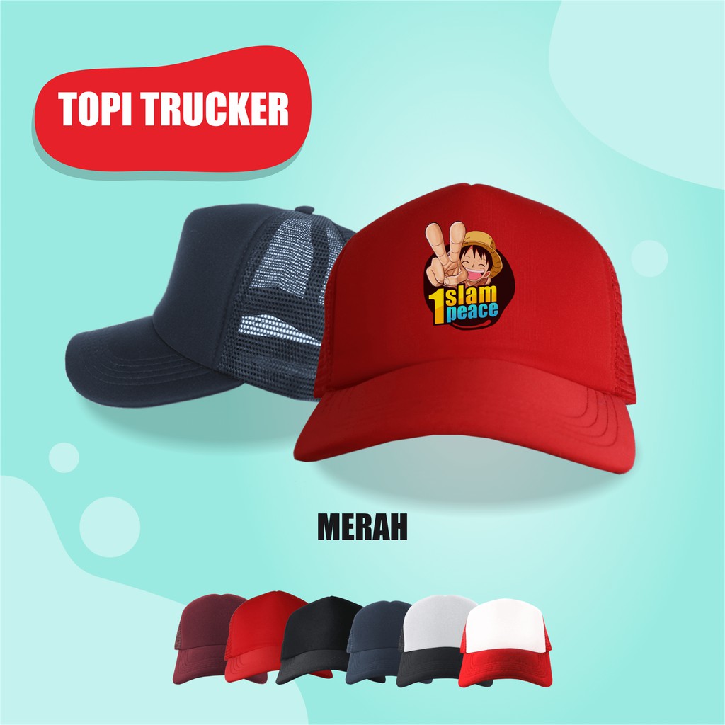 Topi Trucker Islam Peace Pria Wanita Topi Jaring Jala Trucker Cap Original