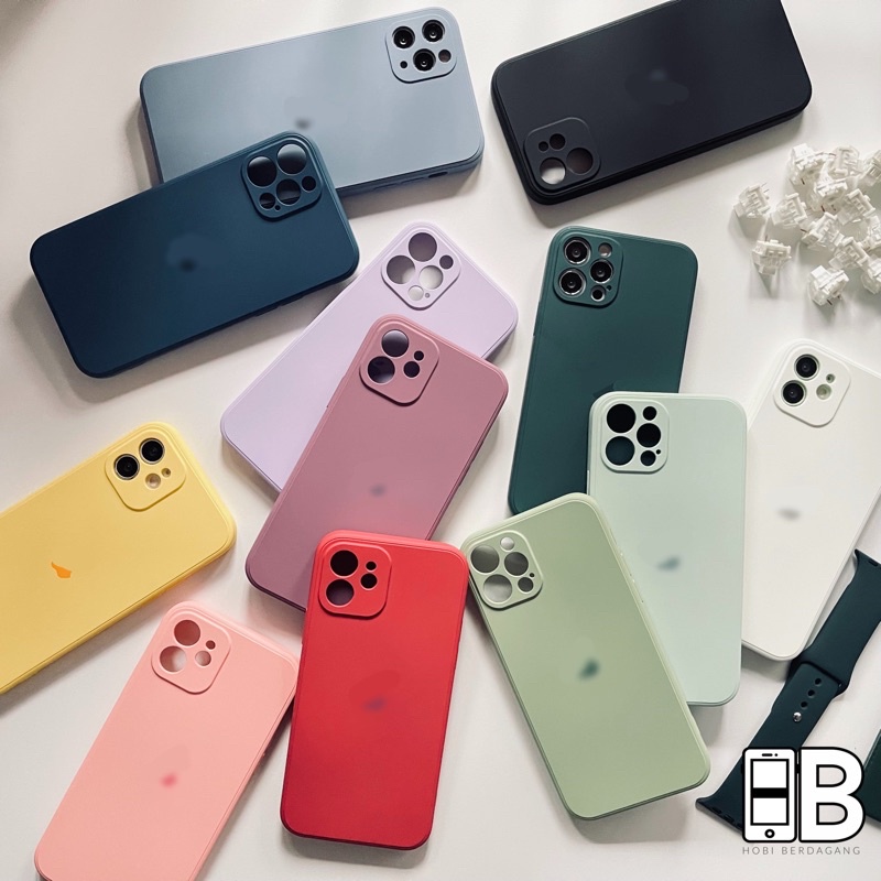 Liquid Silicone Premium Square Edge LENS COVER Case untuk iP 7 7+ 8 8+ X XR XS MAX 11 12 13 PRO MAX