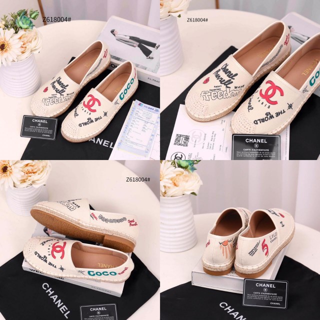 Sepatu batam  Chanel Espadrilles Pharrell Capsule Canvas Flat-Shoes Z618004#