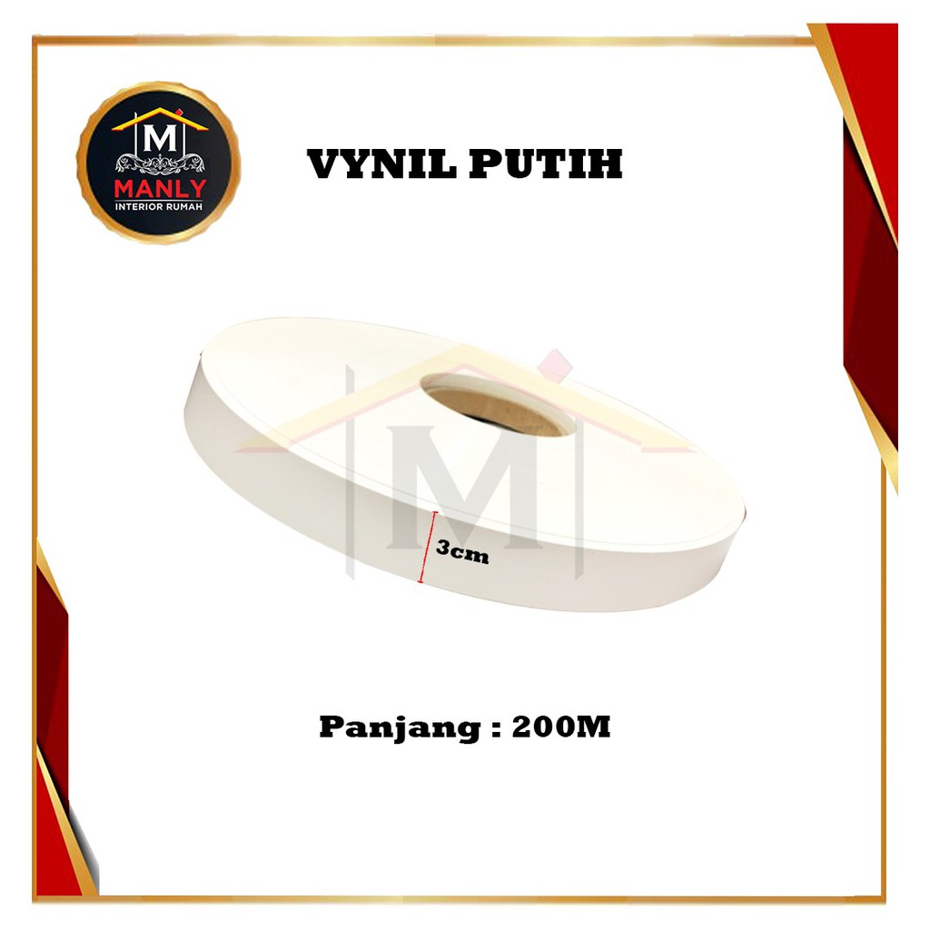 Edging Putih Vynil Dop 3 cm (30 mm) / Vinyl Vinil Putih Dof, Isi 1 Roll (200M)