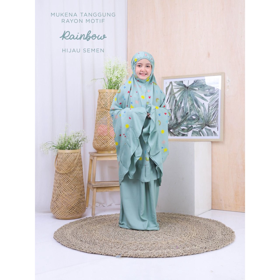 MUKENA BALI TASIK - MUKENA ANAK TANGGUNG RAYON MOTIF RAINBOW