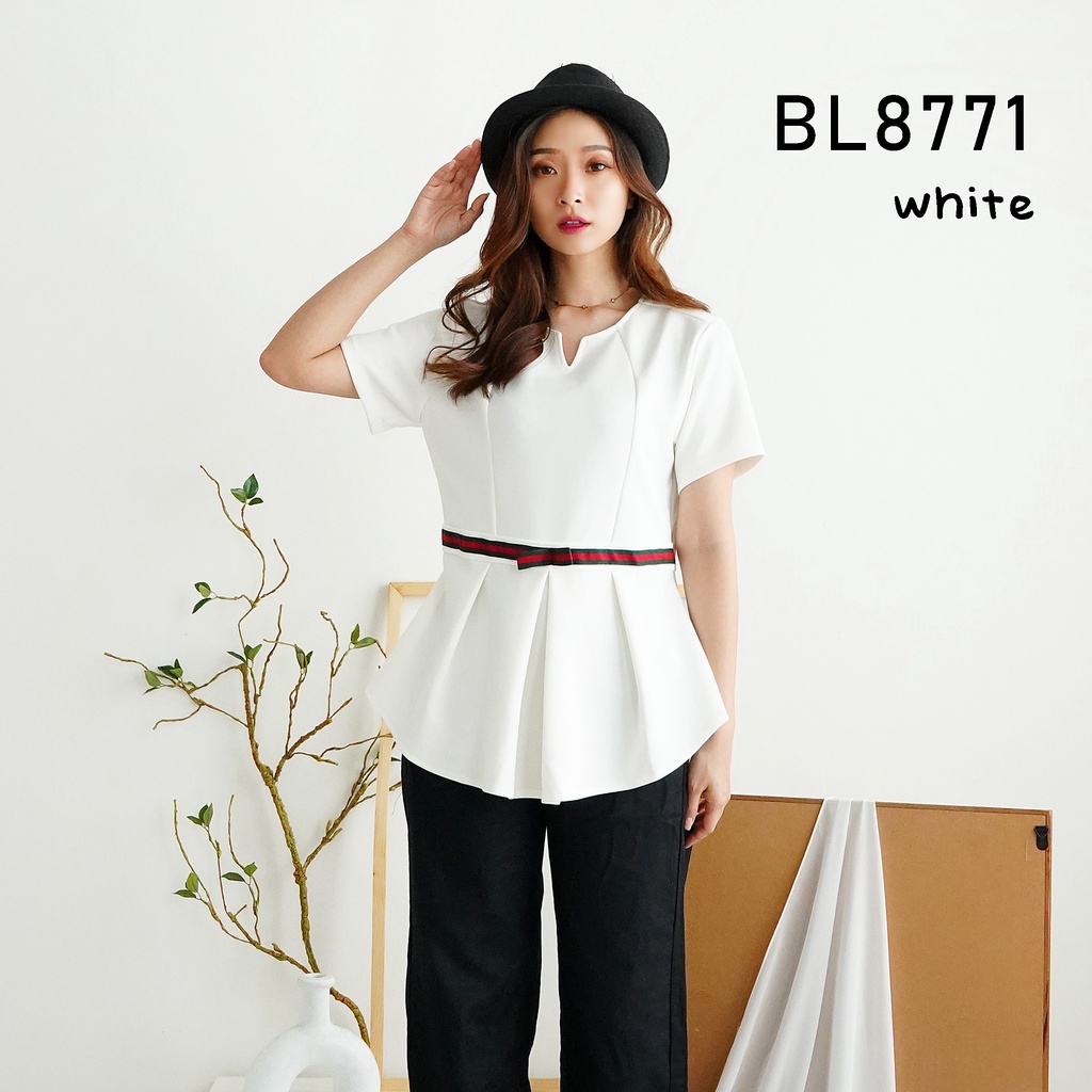 Baju atasan blouse polos pergi kerja kantor kuliah casual top fashion cewek wanita murah -8771-2