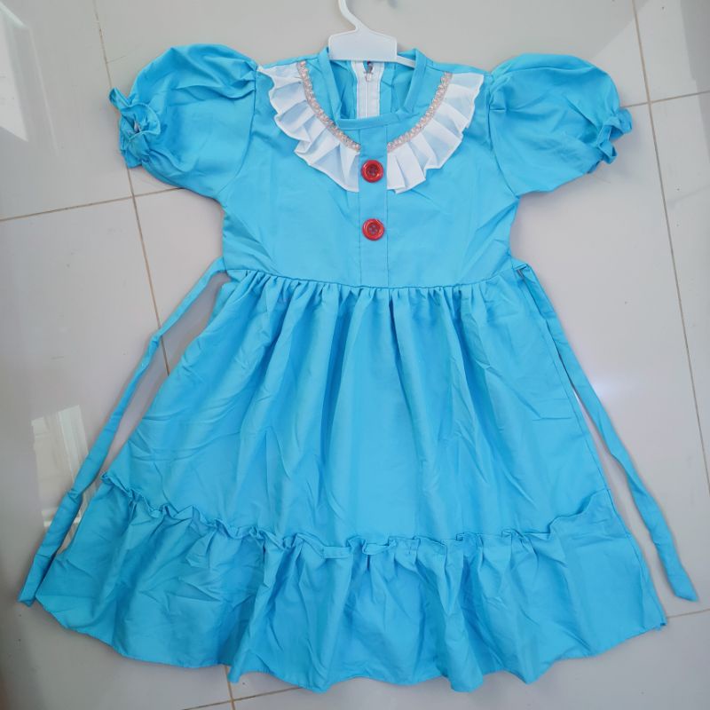 Dress Anak 6 7 8 9 tahun baju gaun anak cewek tanggung renda rempel ( dress cotunila tg )