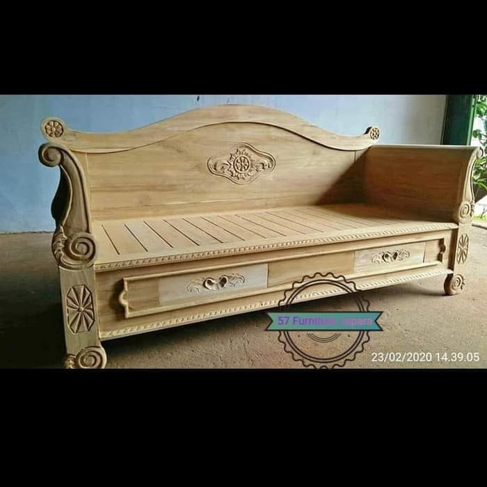 Kursi panjang jati antik unik model klasik - Bale bale ukir Jepara