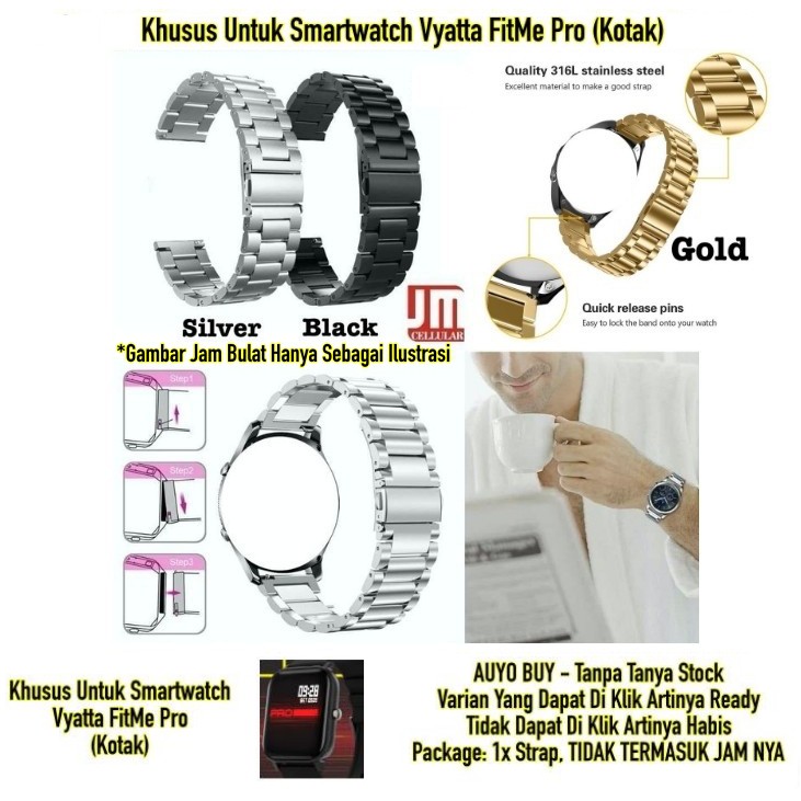 Tali Jam 20mm Watch Strap Vyatta FitMe Pro (Kotak) - Stainless Steel Metal