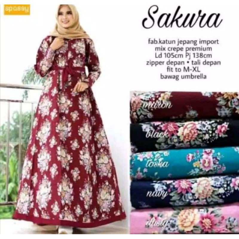 GAMIS MOTIF BUNGA SAKURA/KATUN