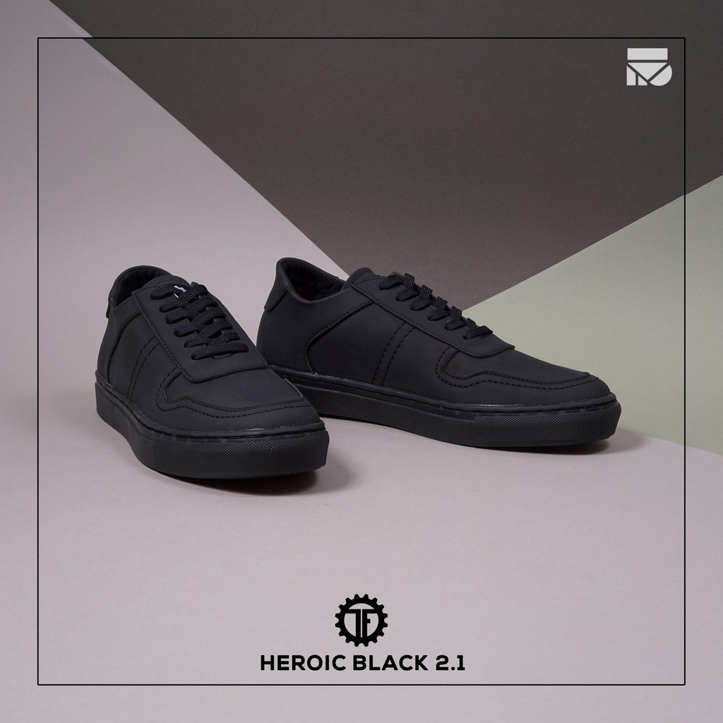 Heroic Black | Sepatu Sneakers Hitam Original Ori Santai Casual Pria Sniker Laki Ori | FORIND x Tragen