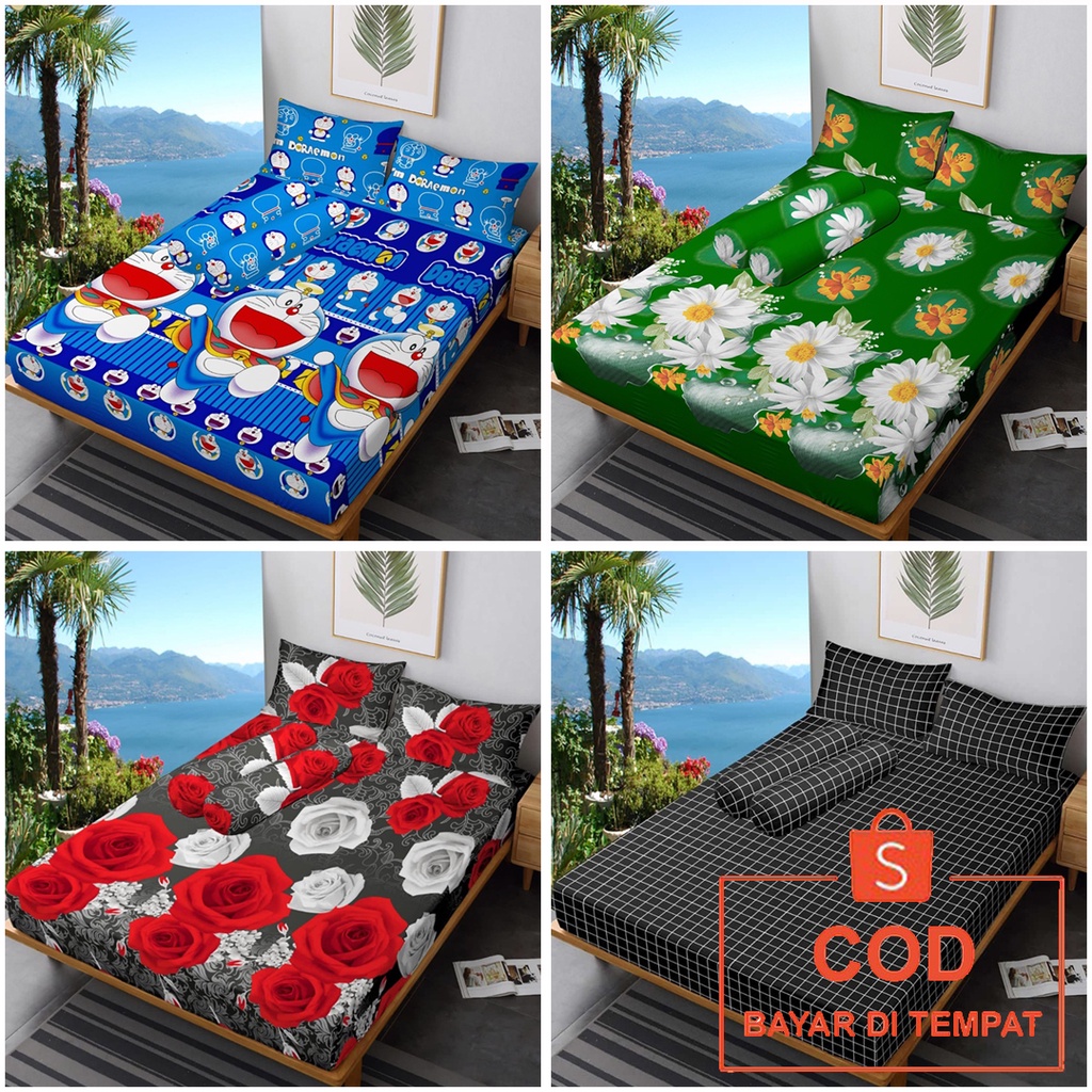 ✅COD Seprai Seprei Sprei 160x200 Dan 4 Sarung Bantal Guling Tidur Homemade Dekorasi Dekor Hiasan Kamar Aesthetic Perlengkapan Rumah Murah