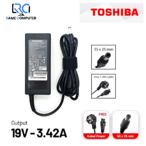 Adaptor Toshiba ORI 19V 3.42A 5.5x2.5mm / Charger Laptop / Charger toshiba