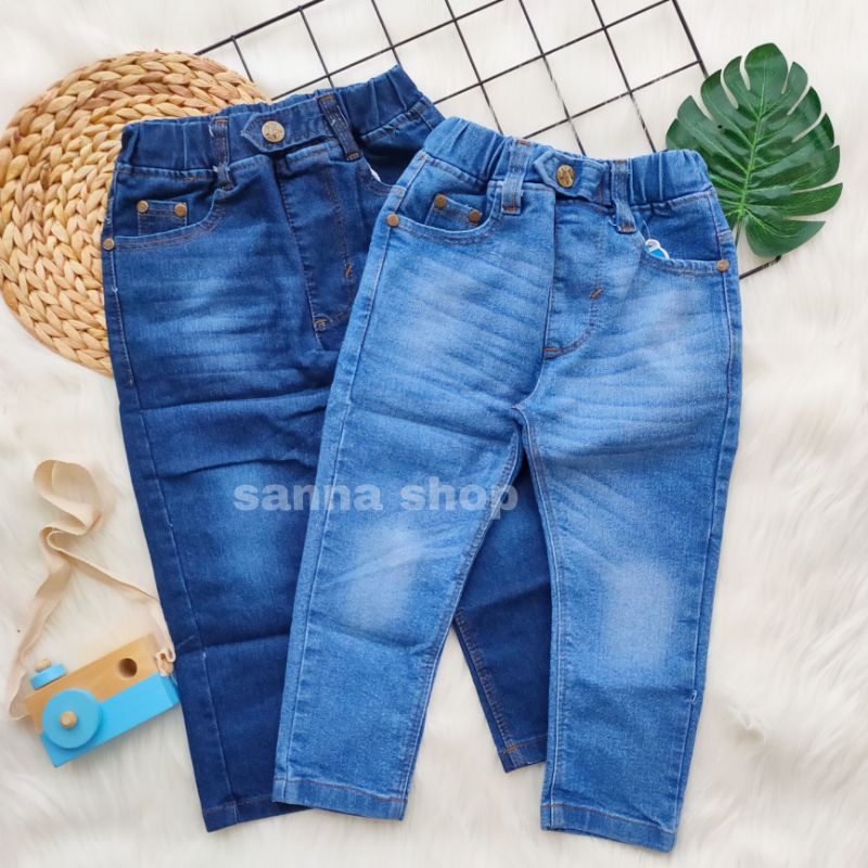 COD Celana panjang anak perempuan laki-laki , jeans denim whisker variasi kancing lepis streach