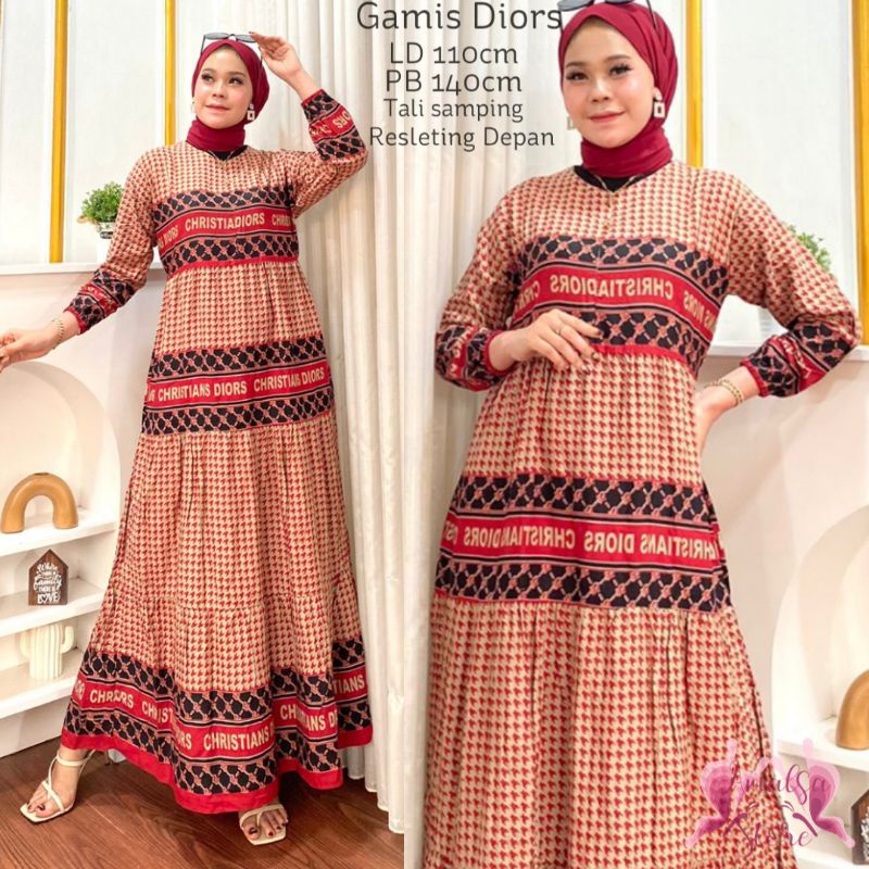 GAMIS RAYON PREMIUM SUSUN MOTIF BRANDED PB 140CM