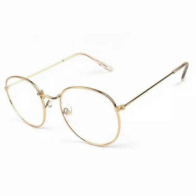 √BAYAR DITEMPAT√ Kacamata Wanita Oval Lensa Optik Bingkai Logam Gaya Vintage Retro Kacamata Mewah