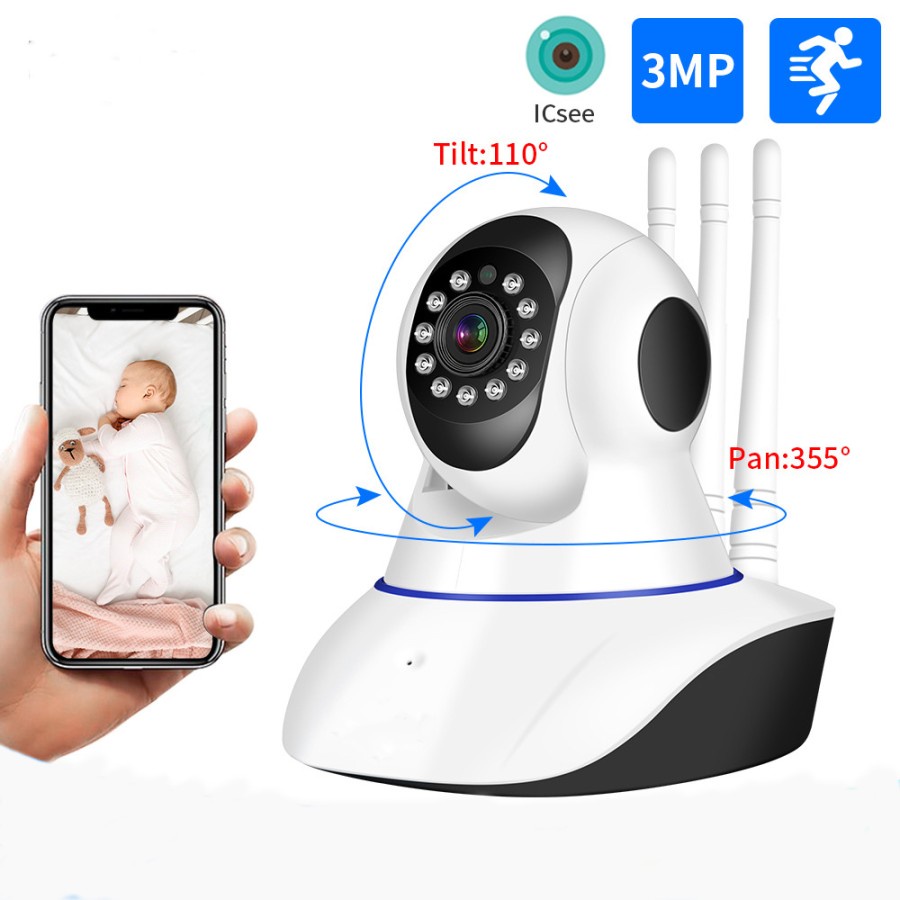 CCTV WiFi IP Kamera Two Way Audio Baby Monitor 1080p - HS3