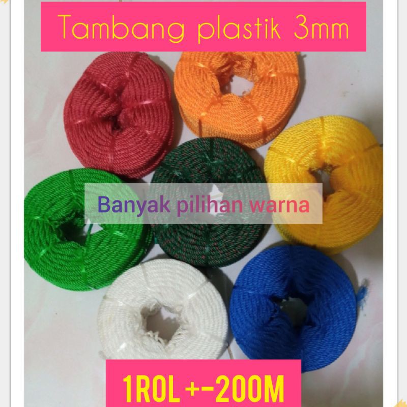 TALI 3MM / TAMBANG 3 MM / TALI PLASTIK 3MM / TALI RIS 3MM / TALI JARING / TALI JEMURAN / TAMPAR KECIL / TAMPAR 3MM / TALI MURAH / TALI TERPAL / TALI MOBIL / TALI KILOAN