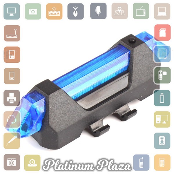 TaffLED Defensor Lampu Sepeda 5 LED Taillight Rechargeable - DC-918 - Blue`EXTZXK-