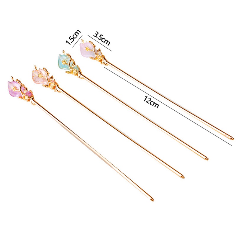 Antique Colored Glaze Inlay Flower Type Metal Hair Stick/ Retro Elegant All-match Hairpin