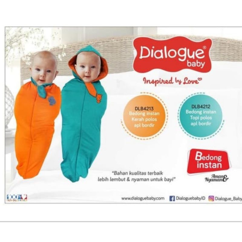 Dialogue Bedong Instant Baby Polos Bordir 2 in 1