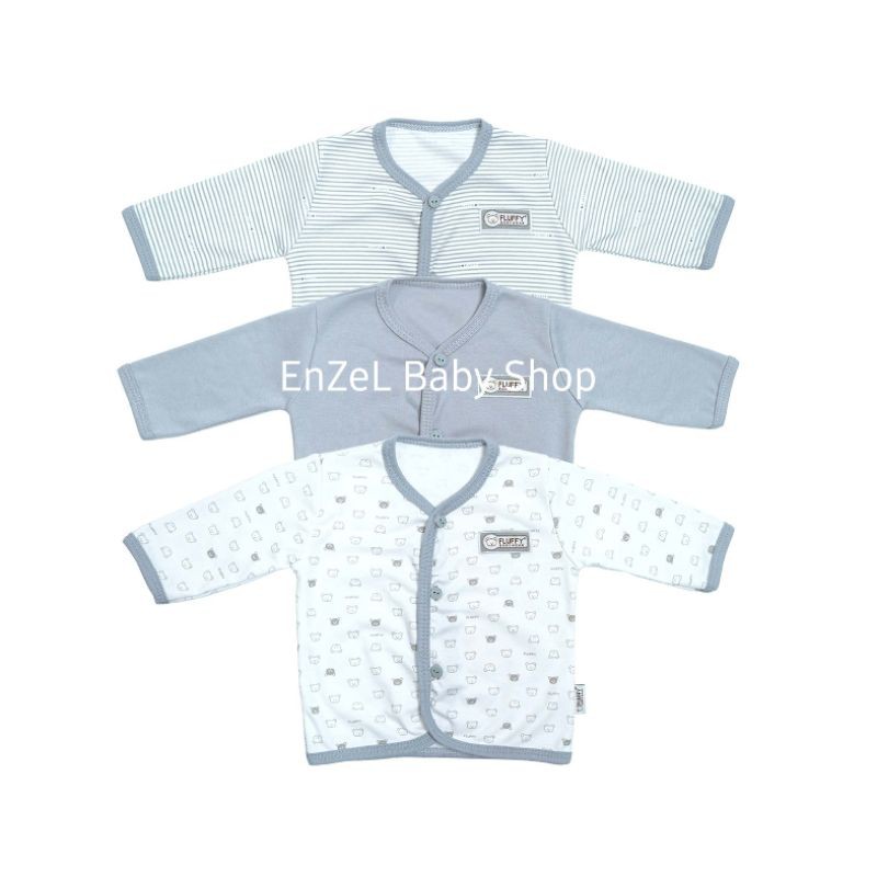 BAJU BAYI Tangan Panjang bis Abu size Newborn 0-3 bulan / Baju baby Fluffy / 3pcs / SNI-1