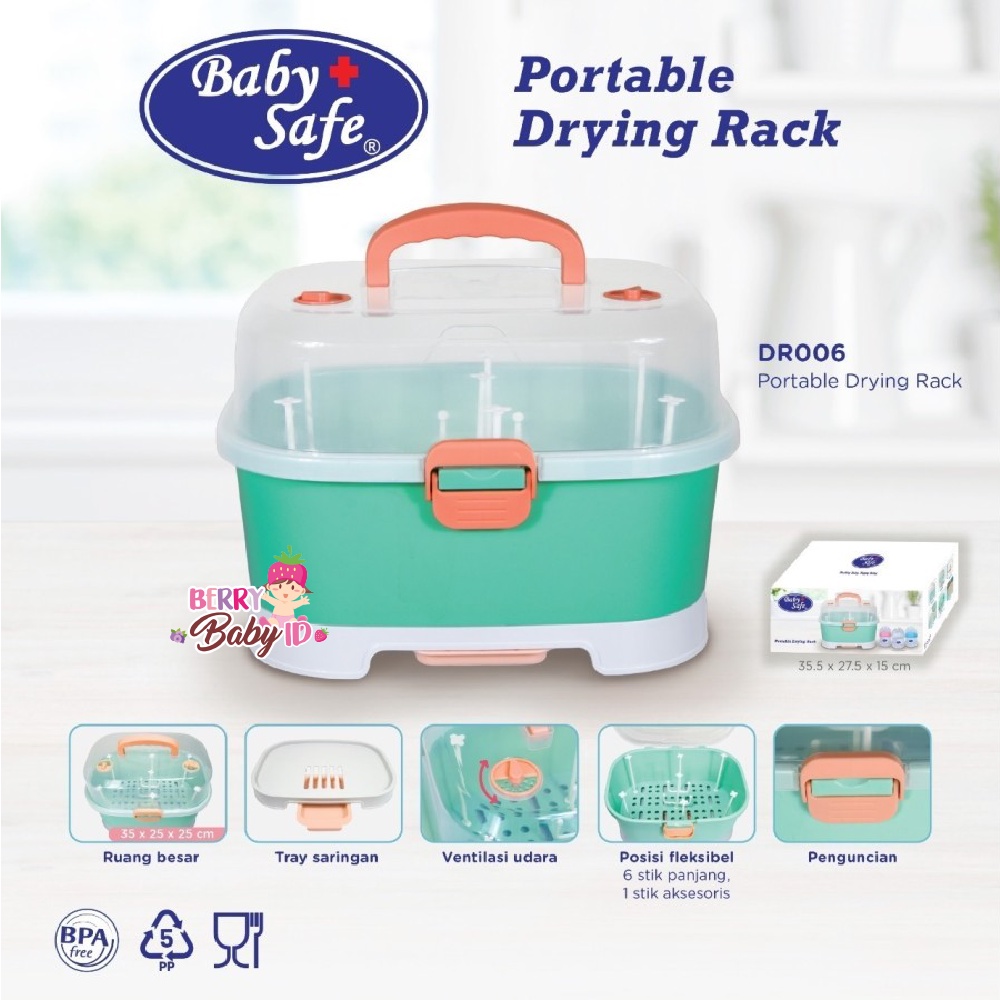 Baby Safe Drying Rack Portable Rak Pengering Botol Susu Bayi DR006 Berry Mart