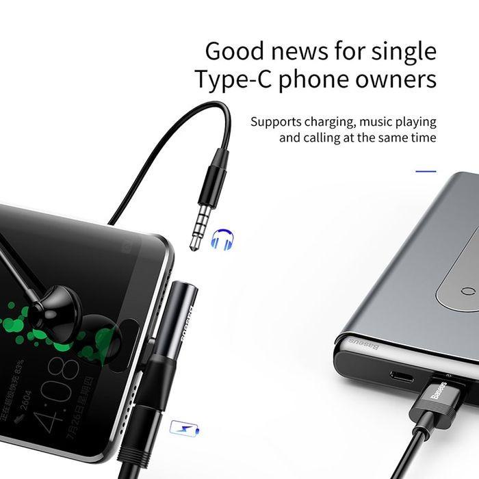 BASEUS L41 Adapter Audio Converter Splitter Charge Type C + Jack 3.5mm