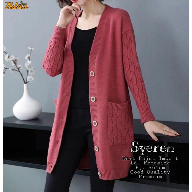 Jacket cardi rajut import Bangkok korea style Jaket lembut dan tebal jumbo Syeren by Ndan