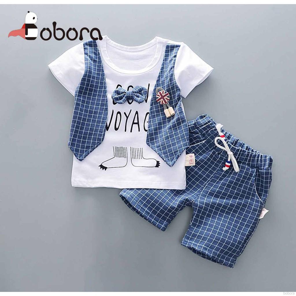 BOBORA Setelan Kaos T Shirt Bayi  Laki laki  Lengan Pendek  