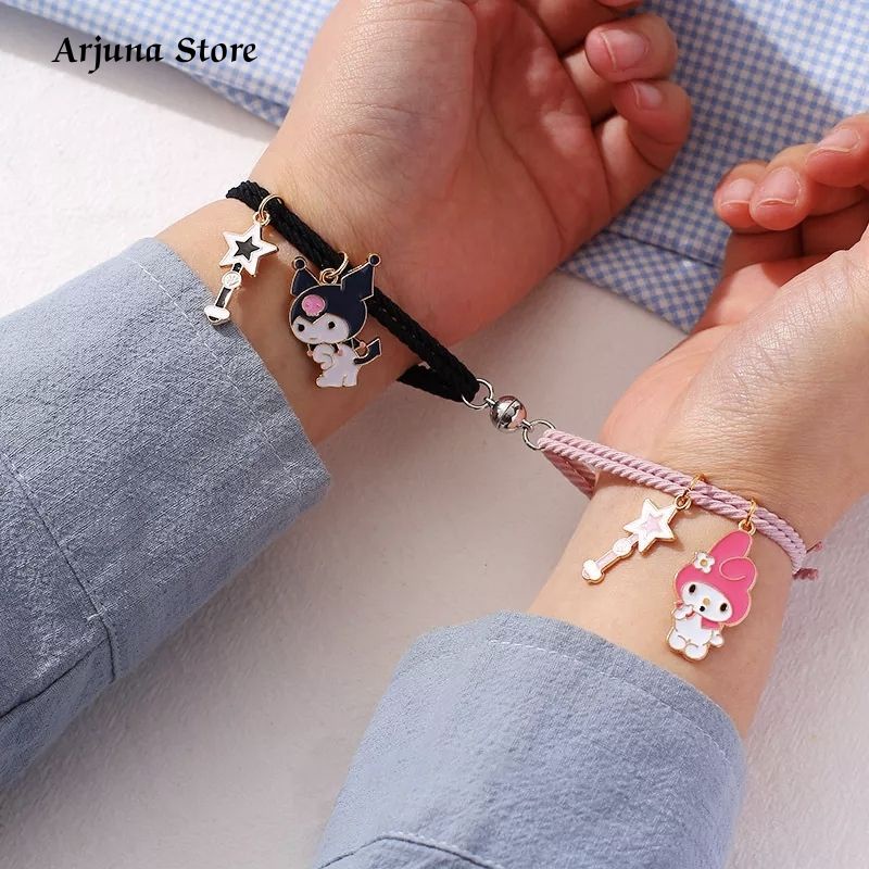 2 PCS Gelang Tangan Couple Bestie Cartoon Lucu Melody dan Kuromi Gelang Persahabatan