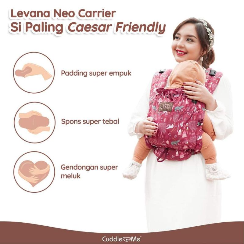 [Bonus Hagmi] CuddleMe LEVANA Carrier Gendongan Bayi 0-2 th One Size Adjustable | Gendongan Bayi SSC MShape Newborn - Toddler