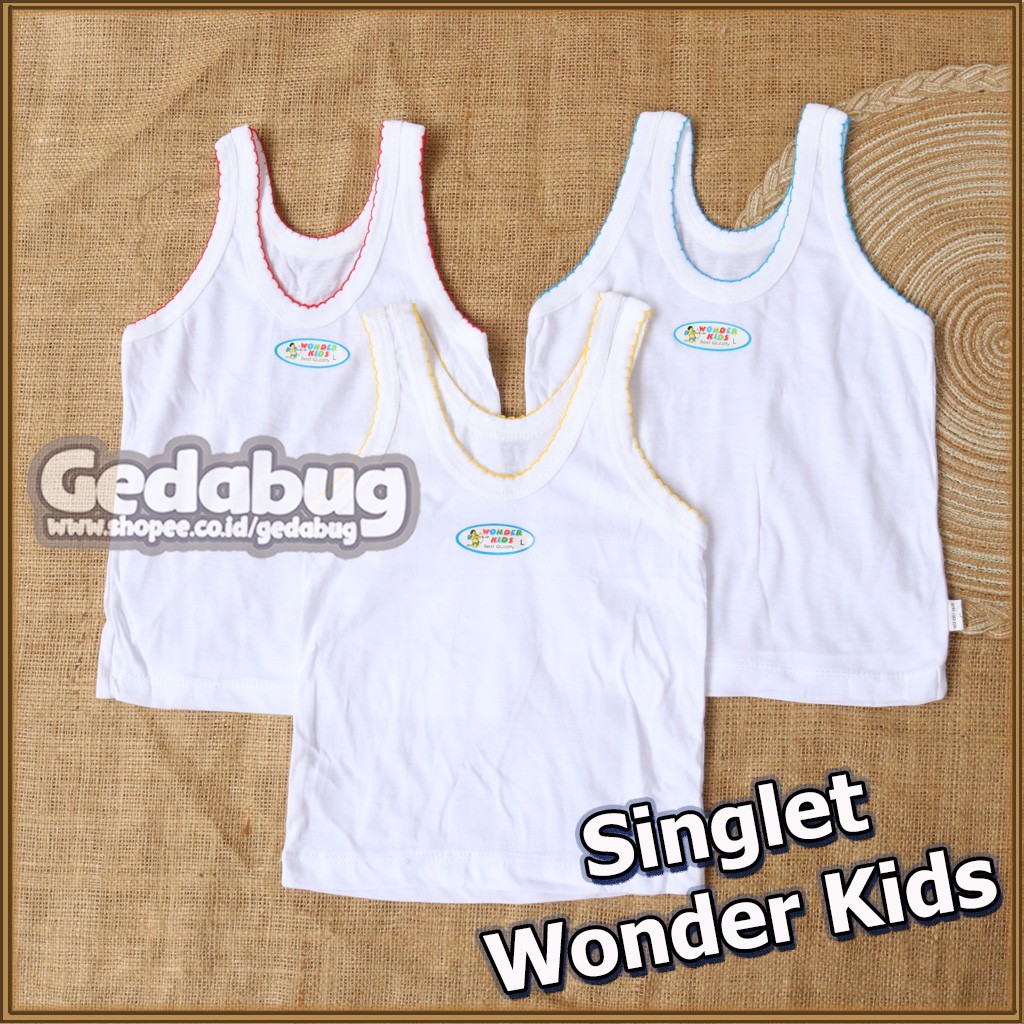 6 Pcs - Singlet Kaos Dalam Anak WONDER Kids | Perlengkapan Pakaian Anak Unisex | Gedabug