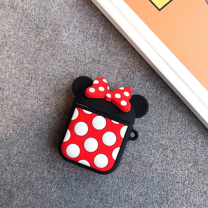 Soft Case Bahan Silikon Desain Kartun Mickey Minnie 3d Untuk Apple Airpods 1 2 Wireless Bluetooth
