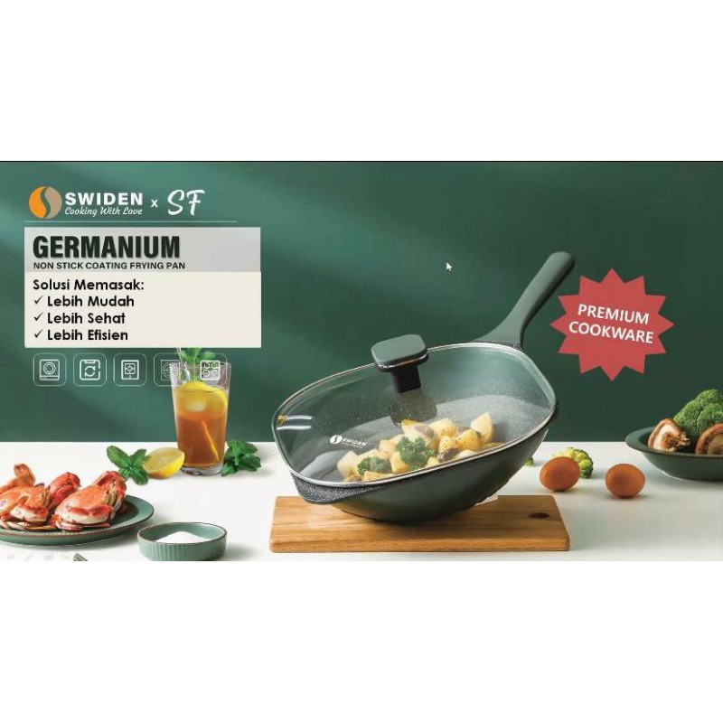 Panci Penggorengan Wokpan 33 cm Germanium Non Stick Coating Frying Pan Swiden