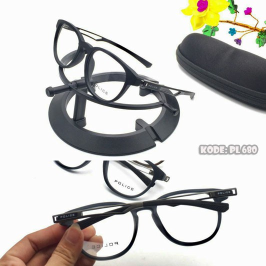 PL 680 frame kacamata pria bening ganti lensa minus baca antiradiasi super grade ori police 67086