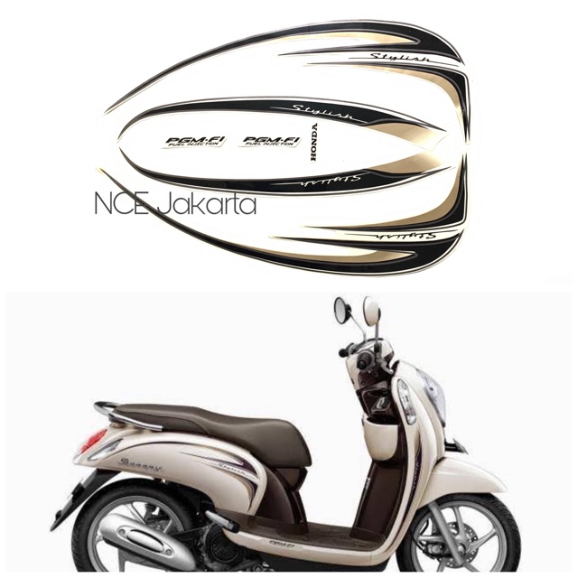 STIKER STRIPING SCOOPY FI STYLISH 2014 CREAM