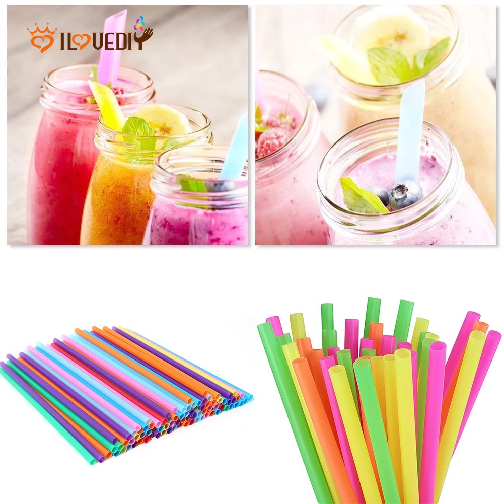 100 Pcs Sedotan Minum Bahan Plastik Warna-Warni Untuk Pesta Pernikahan