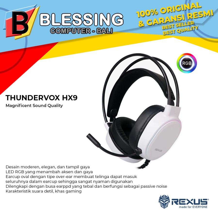 Headset Gaming Rexus Thundervox HX9 RGB White / Rexus Gaming Headset