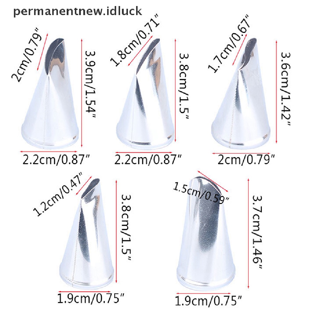 5 Pcs Alat Nozzle Icing Piping Krim Bentuk Kelopak Bunga Mawar Bahan Logam Untuk Dekorasi Kue