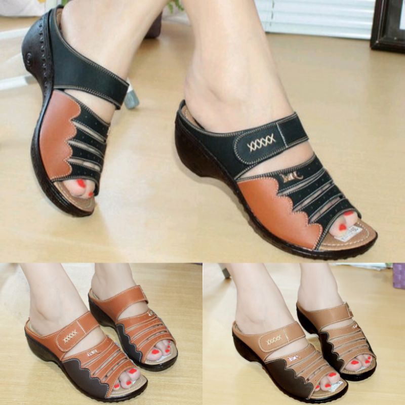 Sendal Wedges Wanita Slop Original Mulan 1580 All