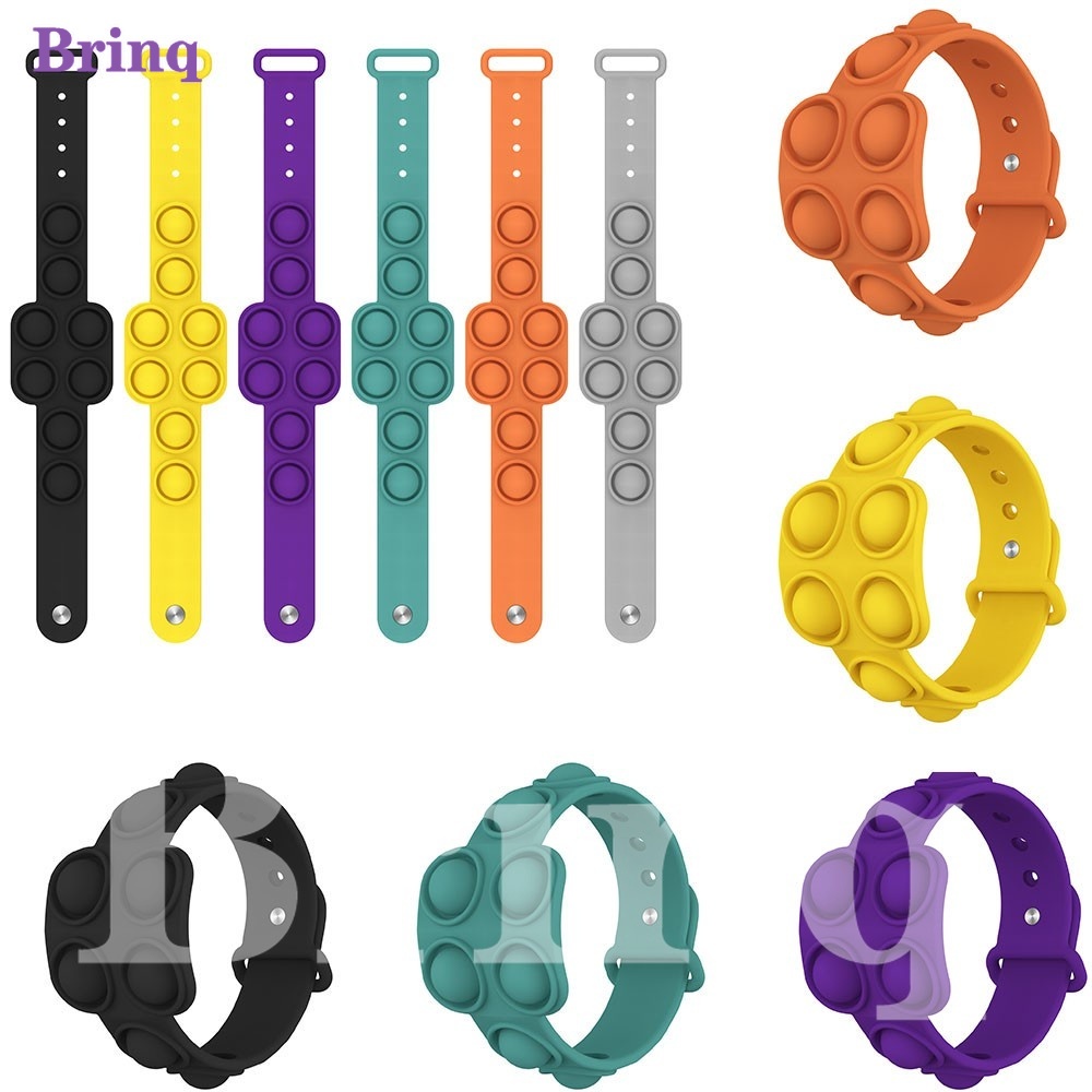 Silicone Push Bubble Portable Pop it Bracelet Dimples Bracelet Anti-stress Pressure Massage Decompression Soft and Simple Sensory Toy/Multicolor/Suitable for Children and Adult Girls